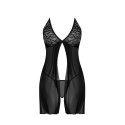 Magic Silk Exposed Babydoll S/M - koronka, odkryte plecy, stringi