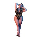 Magic Silk Exposed Body Plus Size z Głębokim Dekoltem Czarny