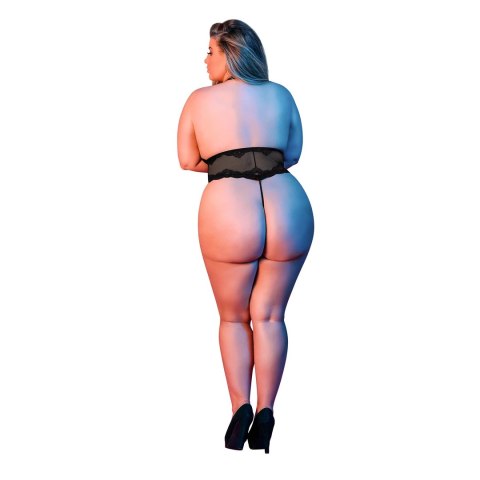 Magic Silk Exposed Body Plus Size z Głębokim Dekoltem Czarny Magic Silk Exposed Body Plus Size z Głębokim Dekoltem Czarny