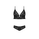 Magic Silk Exposed Komplet Bralette z Fiszbinami i Koronkowe Majtki L/XL