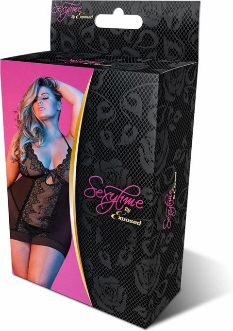 Magic Silk Exposed Komplet Koszula Nocna Plus Size Koronka Stringi Magic Silk Exposed Komplet Koszula Nocna Plus Size Koronka Stringi