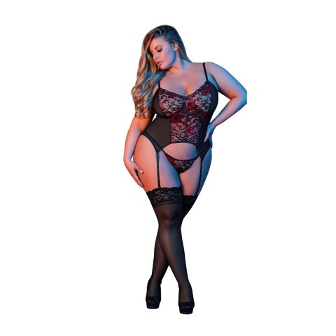 Magic Silk Exposed Komplet Merry Widow Plus Size koronka czarny Magic Silk Exposed Komplet Merry Widow Plus Size koronka czarny