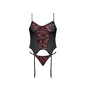 Magic Silk Exposed Komplet Merry Widow Plus Size koronka czarny