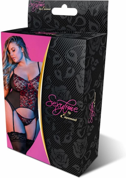 Magic Silk Exposed Komplet Merry Widow Plus Size koronka czarny Magic Silk Exposed Komplet Merry Widow Plus Size koronka czarny