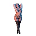 Magic Silk Exposed Komplet Plus Size - biustonosz, pas do pończoch, stringi