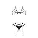 Magic Silk Exposed Komplet Plus Size - biustonosz, pas do pończoch, stringi