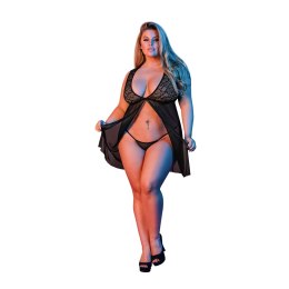 Magic Silk Exposed Plus Size Babydoll z koronką i odkrytymi plecami