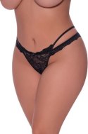 Magic Silk Exposed Plus Size - Stringi z wycięciem i koronką, czarne