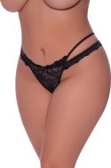 Magic Silk Exposed Plus Size - Stringi z wycięciem i koronką, czarne