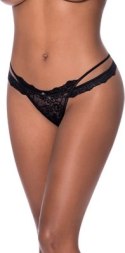 Magic Silk Exposed Stringi z Koronką i Rozcięciem L/XL Czarny