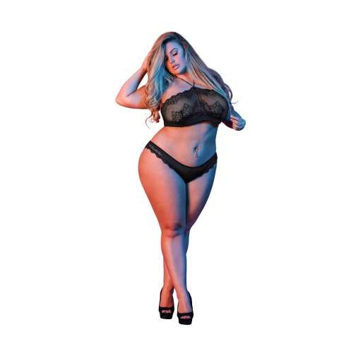 Magic Silk Exposed Zestaw Bielizny Plus Size Koronka Czarny Magic Silk Exposed Zestaw Bielizny Plus Size Koronka Czarny