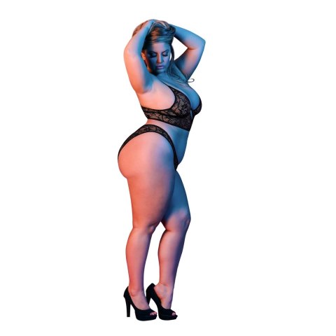 Magic Silk Exposed Zestaw z fiszbinami i koronką Plus Size czarny Magic Silk Exposed Zestaw z fiszbinami i koronką Plus Size czarny
