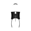 Magic Silk Lust Fetish gorset skora ekologiczna ćwieki L/XL czarny