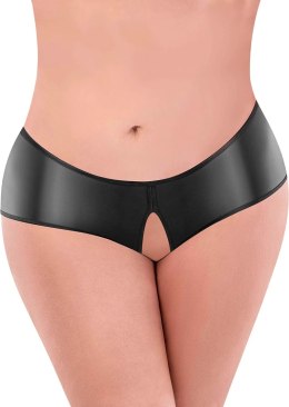 Magic Silk Panty Plus Size krotkie spodenki czarne z satynową kokardką