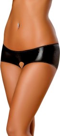 Magic Silk Panty Shorts czarne z satynową kokardką, otwarty kroj