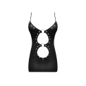 Magic Silk Selene mini sukienka z imitacji skory z wycięciami S/M