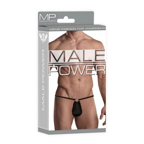 Male Power Nylon Spandex G-String z kieszonką, elastyczny czarny Male Power Nylon Spandex G-String z kieszonką, elastyczny czarny