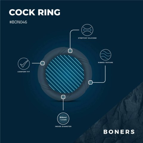 Boners Ergo - ergonomiczny pierścień intymny, elastyczny, czarny Boners Ergo - ergonomiczny pierścień intymny, elastyczny, czarny