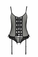 Nessy Gorset damski z otwartym krokiem czarny, regulowany, rozmiary S-3XL