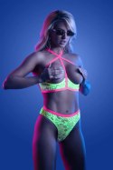 PERSUASIVE Neon Green - komplet bielizny z otwartym biustonoszem UV