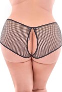 Magic Silk Panty Plus Size - Szorty z siateczki z kokardką, czarne
