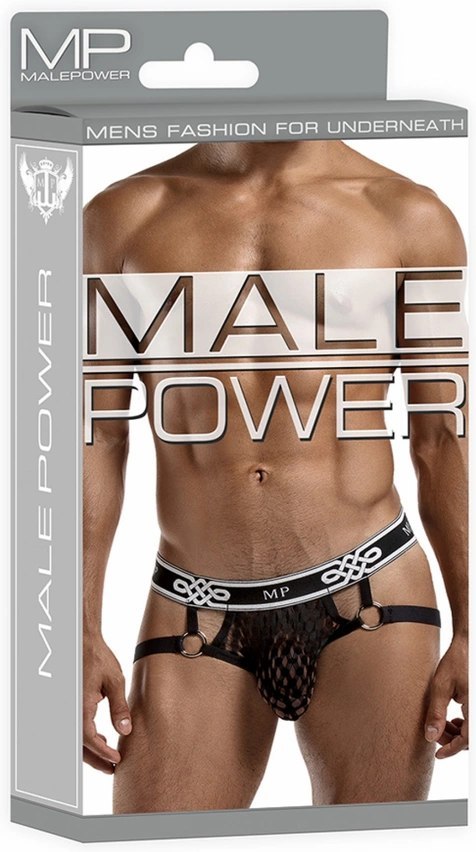 Male Power Diamond Mesh Jock Ring anatomiczny otwarty tył czarny M Male Power Diamond Mesh Jock Ring anatomiczny otwarty tył czarny M