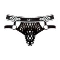 Male Power Diamond Mesh Jock Ring anatomiczny otwarty tył czarny M