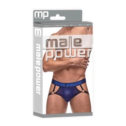 Male Power Diamond Mesh Jock Ring - stringi z otwartym tyłem, czarne