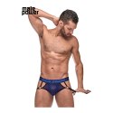 Male Power Diamond Mesh Jock Ring - stringi z otwartym tyłem, czarne