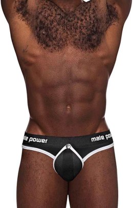 Male Power Helmet Stringi męskie czarne z wyściełaną saszetką S/M