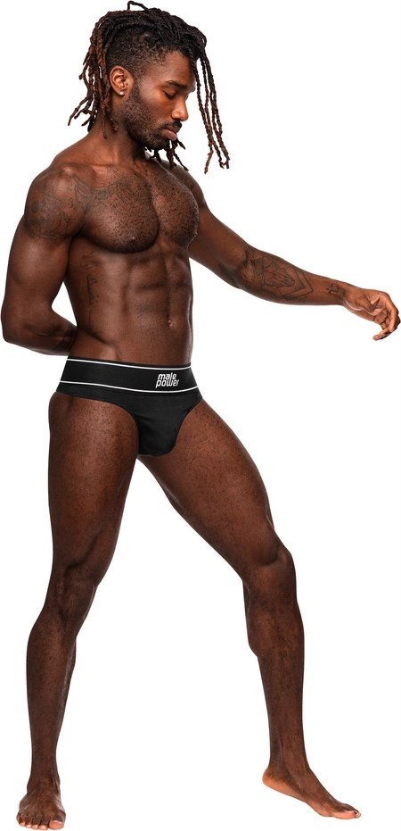 Male Power Modal Rib stringi męskie z anatomiczną saszetką czarne Male Power Modal Rib stringi męskie z anatomiczną saszetką czarne