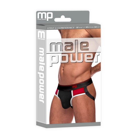 Male Power Retro Sport majtki z panelem i otwartym tyłem, czarne M Male Power Retro Sport majtki z panelem i otwartym tyłem, czarne M