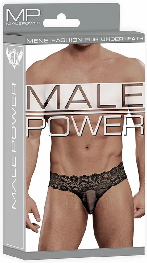 Male Power Scandal-Lace Stringi męskie z koronką L/XL czarne Male Power Scandal-Lace Stringi męskie z koronką L/XL czarne