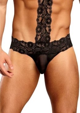 Male Power Scandal-Lace Stringi z ozdobnym chokerem L/XL koronka
