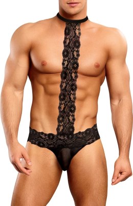 Male Power Scandal-Lace Stringi z ozdobnym chokerem L/XL koronka