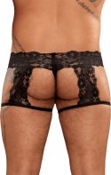 Male Power Scandal-Lace Stringi z ozdobnymi pasami L/XL czarne