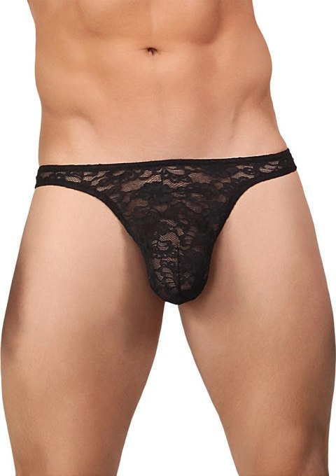 Male Power Stretch Lace - stringi męskie, koronkowe, czarne Male Power Stretch Lace - stringi męskie, koronkowe, czarne