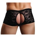 Male Power Stretch Lace szorty koronkowe z otworami czarne XL