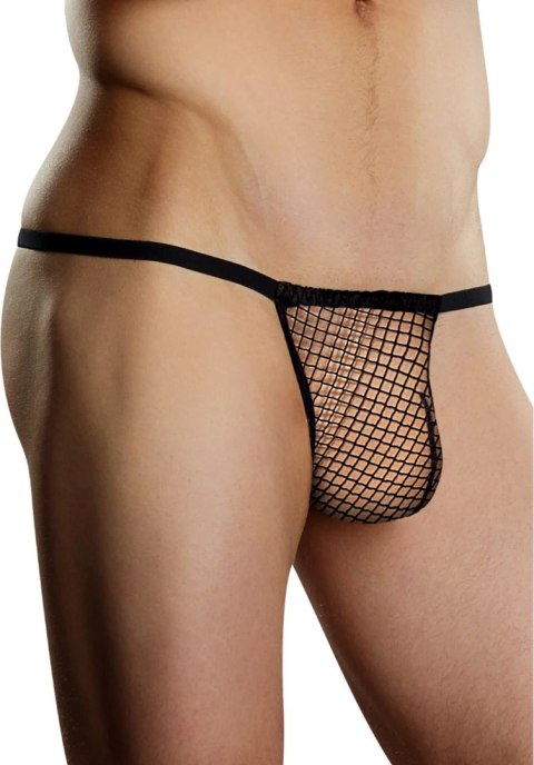 Male Power Stretch Net - Stringi z siateczką i przezroczystą kieszenią, czarne Male Power Stretch Net - Stringi z siateczką i przezroczystą kieszenią, czarne