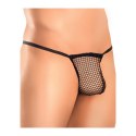 Male Power Stretch Net - Stringi z siateczką i przezroczystą kieszenią, czarne