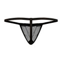 Male Power Stretch Net - Stringi z siateczką i przezroczystą kieszenią, czarne
