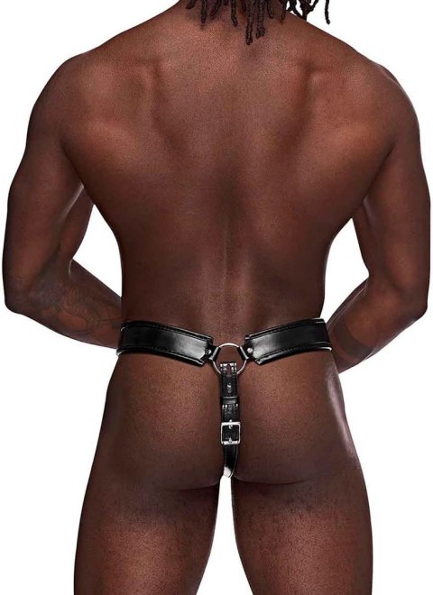 Male Power Taurus Leather Stringi regulowane z metalowymi pierścieniami Male Power Taurus Leather Stringi regulowane z metalowymi pierścieniami