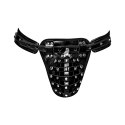 Male Power Taurus Leather Stringi regulowane z metalowymi pierścieniami