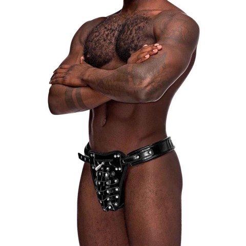 Male Power Taurus Leather Stringi regulowane z metalowymi pierścieniami Male Power Taurus Leather Stringi regulowane z metalowymi pierścieniami