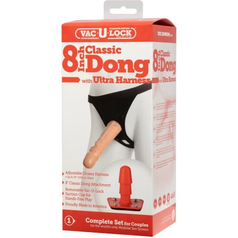 Doc Johnson Ultra Harness zestaw z uprzężą i akcesorium 20 cm czarny Doc Johnson Ultra Harness zestaw z uprzężą i akcesorium 20 cm czarny