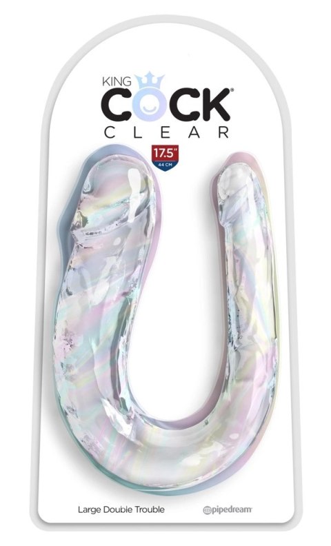 King Cock Clear Double Trouble Large - Transparentny model podwojny 44 cm King Cock Clear Double Trouble Large - Transparentny model podwojny 44 cm
