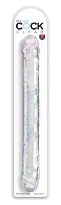 King Cock Clear Model 18in Podwojna Maszyna Intymna Przezroczysta 46cm