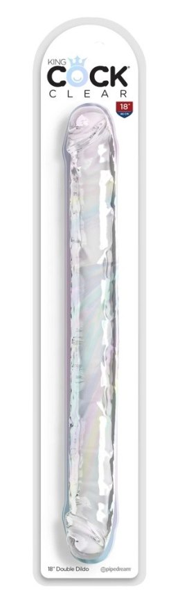 King Cock Clear Model 18in Podwojna Maszyna Intymna Przezroczysta 46cm