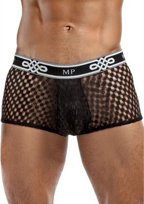 Male Power Mini szorty Peep Show czarne z pluszowym paskiem M Male Power Mini szorty Peep Show czarne z pluszowym paskiem M