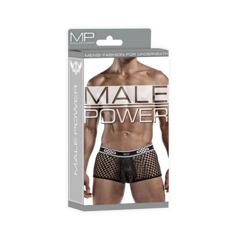 Male Power Mini szorty Peep Show czarne z pluszowym paskiem M Male Power Mini szorty Peep Show czarne z pluszowym paskiem M
